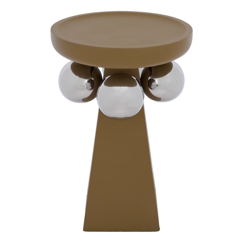 Safavieh Banks Wood and Steel Accent Table in Mustard / Silver