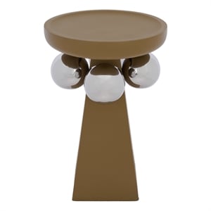 Safavieh Banks Wood and Steel Accent Table in Mustard / Silver