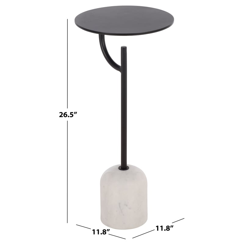 Safavieh Harlowe  Marble and Iron Accent Table in Black / White