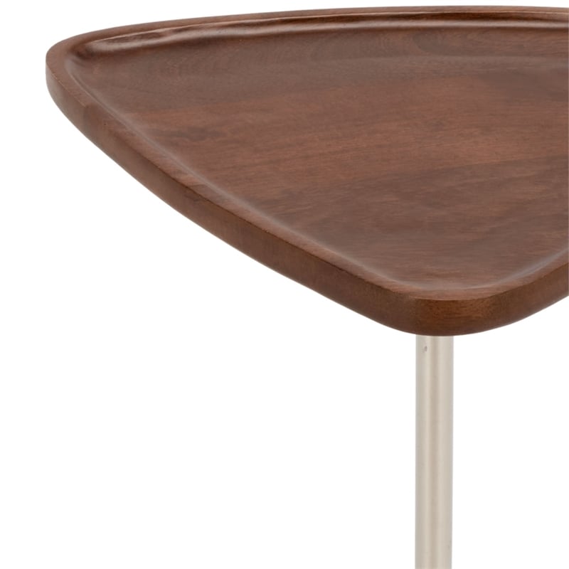 Safavieh Kristel Wood and Marble Accent Table in Brown/Silver/Black