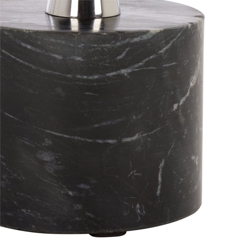 Safavieh Kristel Wood and Marble Accent Table in Brown/Silver/Black