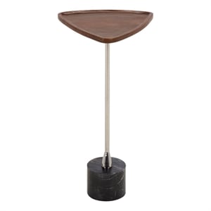 Safavieh Kristel Wood and Marble Accent Table in Brown/Silver/Black