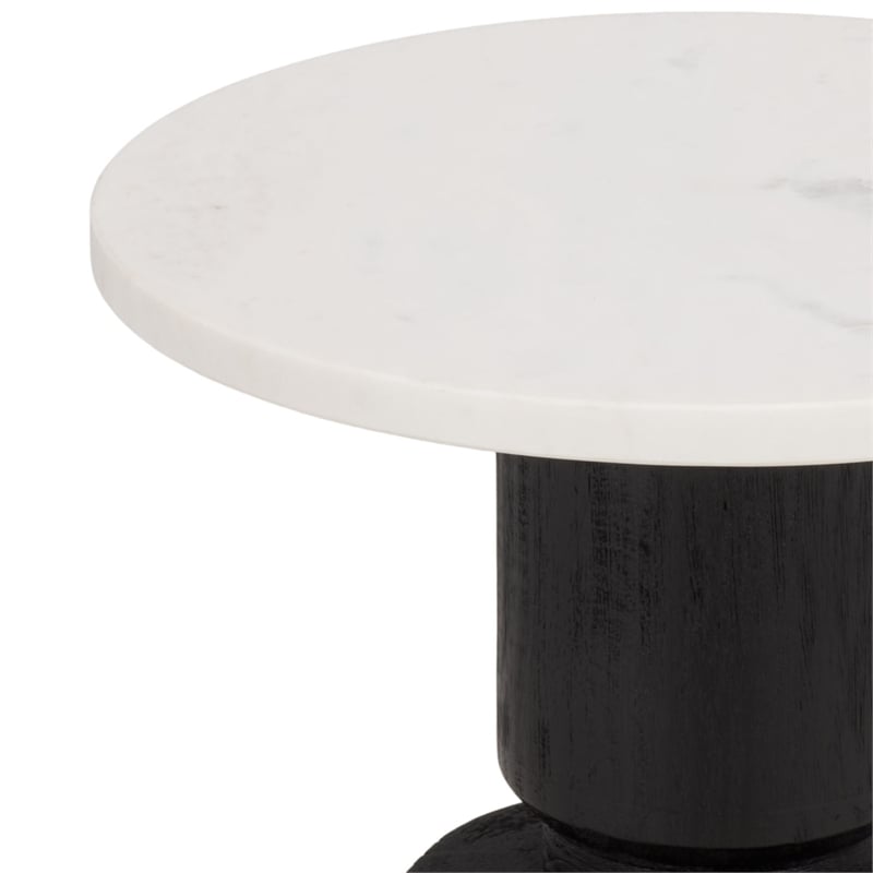 Safavieh Kyla Wood and Marble Accent Table in Black / White
