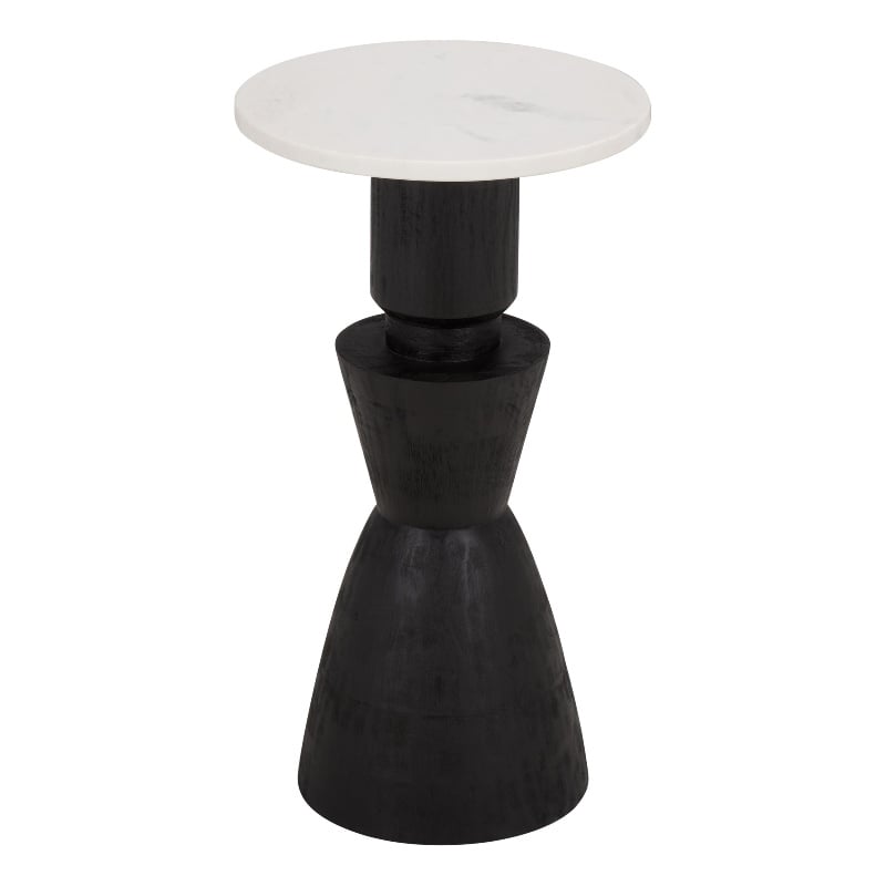 Safavieh Kyla Wood and Marble Accent Table in Black / White