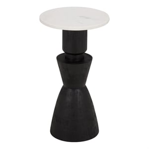 Safavieh Kyla Wood and Marble Accent Table in Black / White