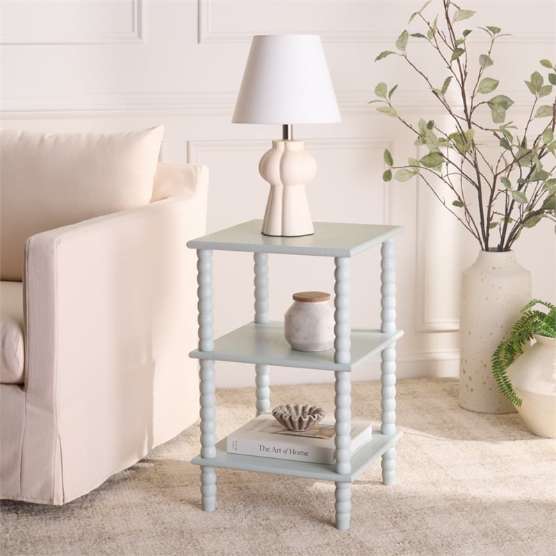 Safavieh Dilyn 3 Shelf Wood Accent Table in Gray