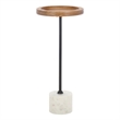 Safavieh Elisabeth Round Wood and Marble Side Table in Brown / Black