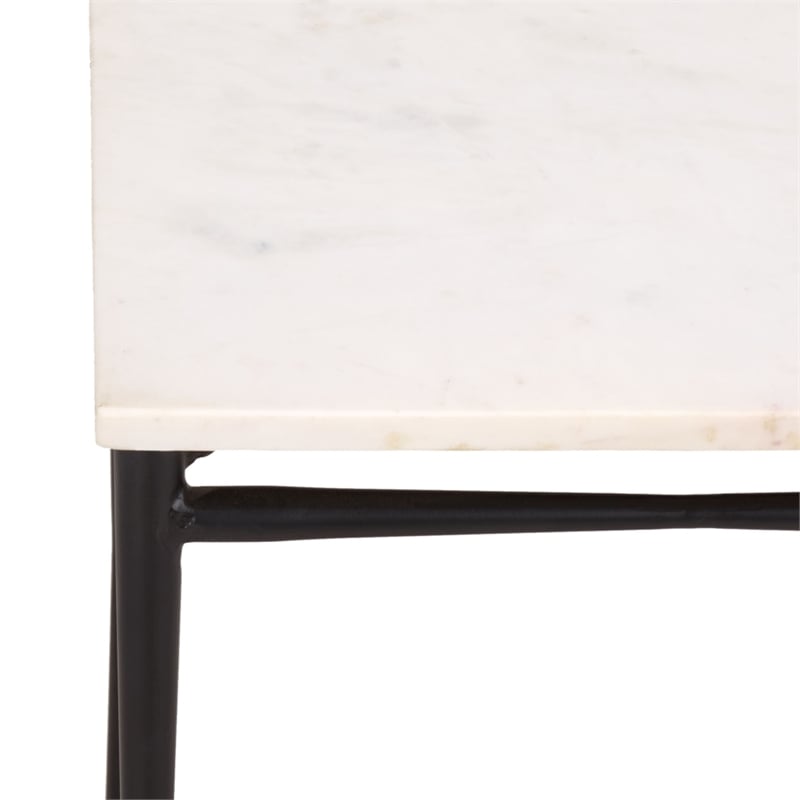 Safavieh Nadezhda Marble and Iron Accent Table in White/ Black