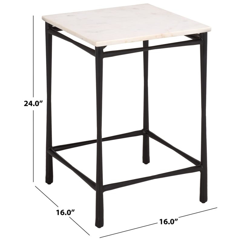 Safavieh Nadezhda Marble and Iron Accent Table in White/ Black
