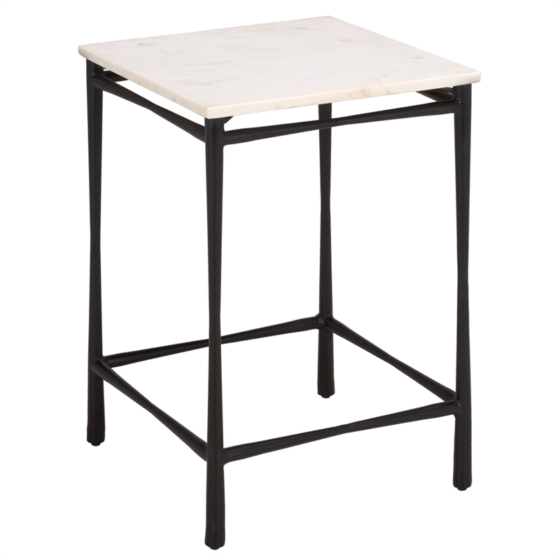 Safavieh Nadezhda Marble and Iron Accent Table in White/ Black