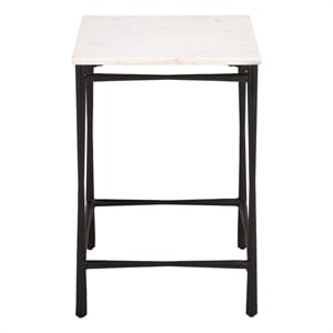 Safavieh Nadezhda Marble and Iron Accent Table in White/ Black