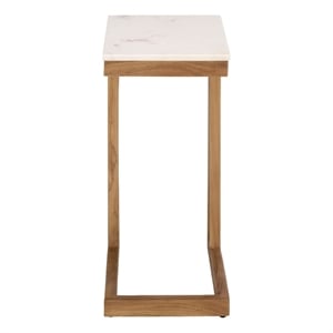 Safavieh Zinaida Marble and Wood Accent Table in White / Natural