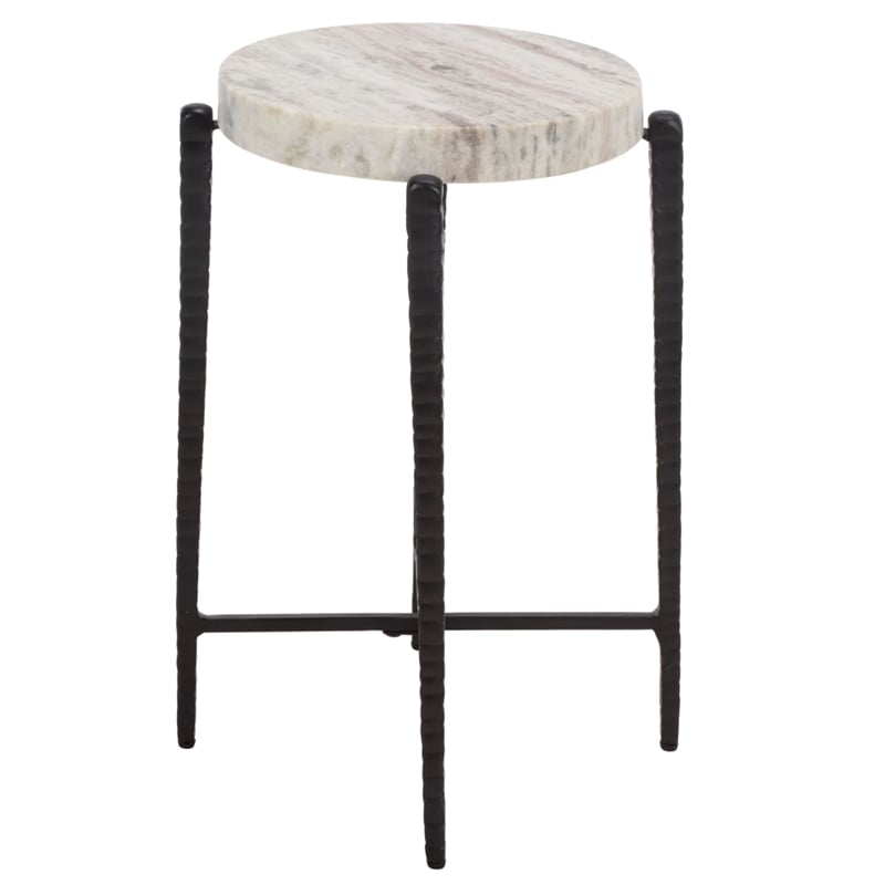 Safavieh Yaroslava Marble and Iron Accent Table in Gray / Black