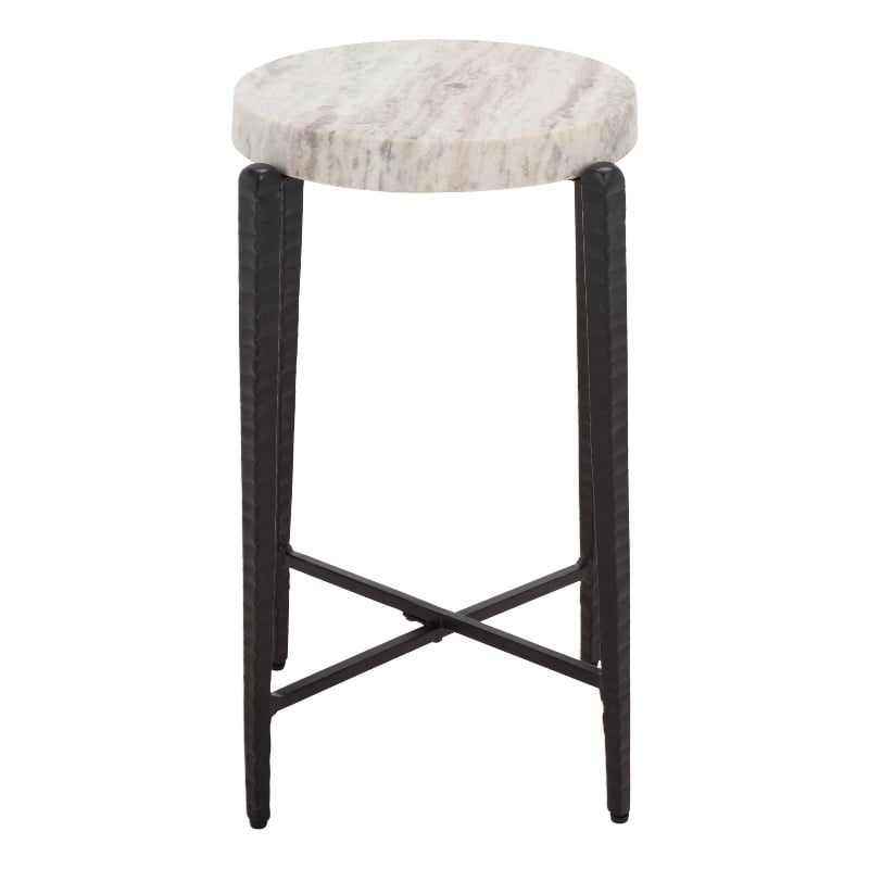 Safavieh Yaroslava Marble and Iron Accent Table in Gray / Black