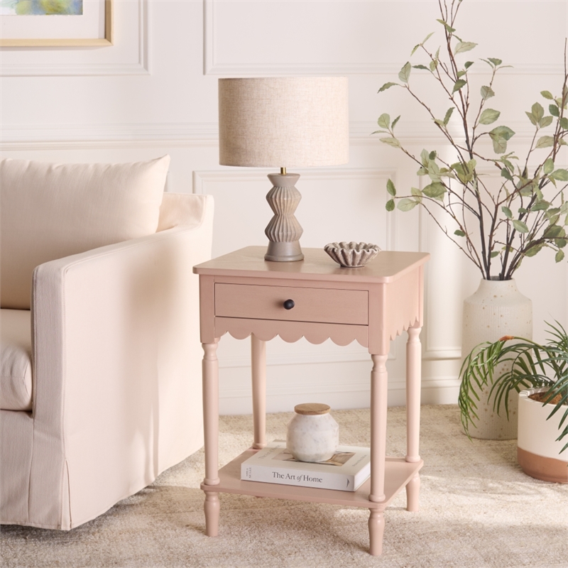 Safavieh Haven 1 Wood Top Drawer Accent Table in Pink
