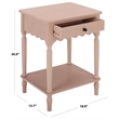 Safavieh Haven 1 Wood Top Drawer Accent Table in Pink