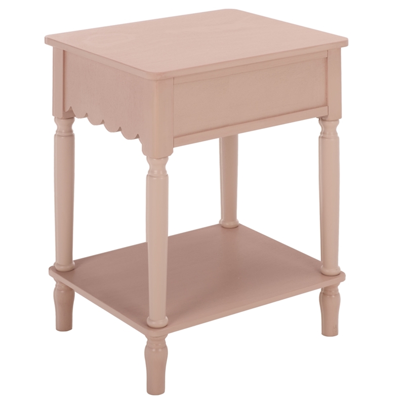 Safavieh Haven 1 Wood Top Drawer Accent Table in Pink