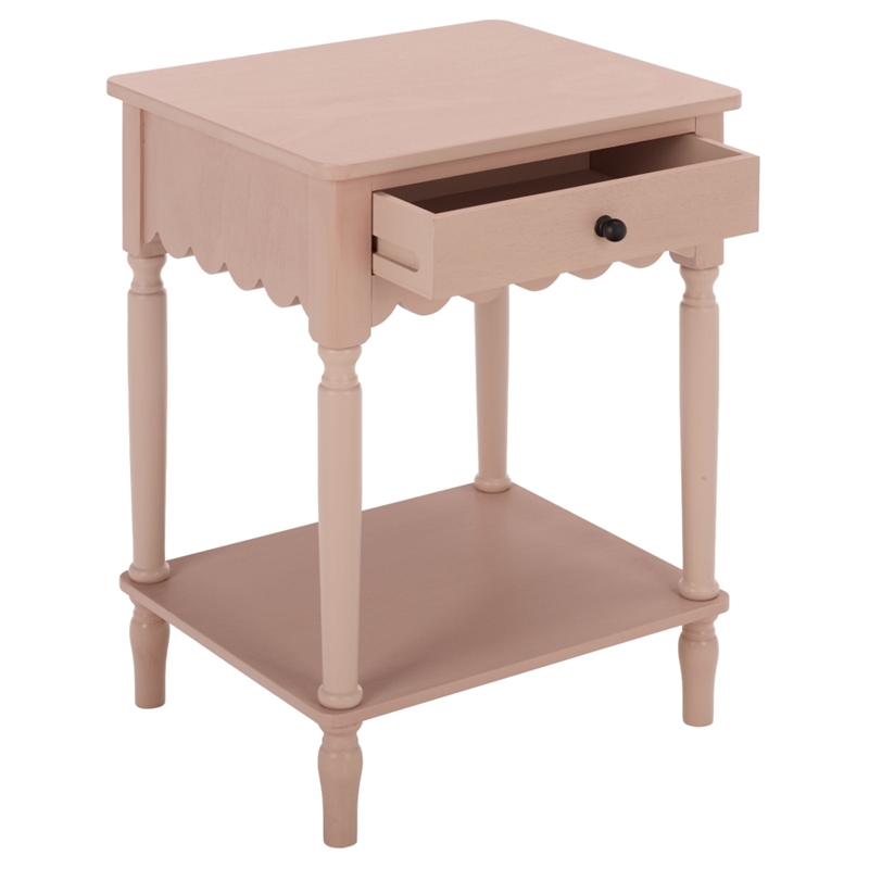 Safavieh Haven 1 Wood Top Drawer Accent Table in Pink