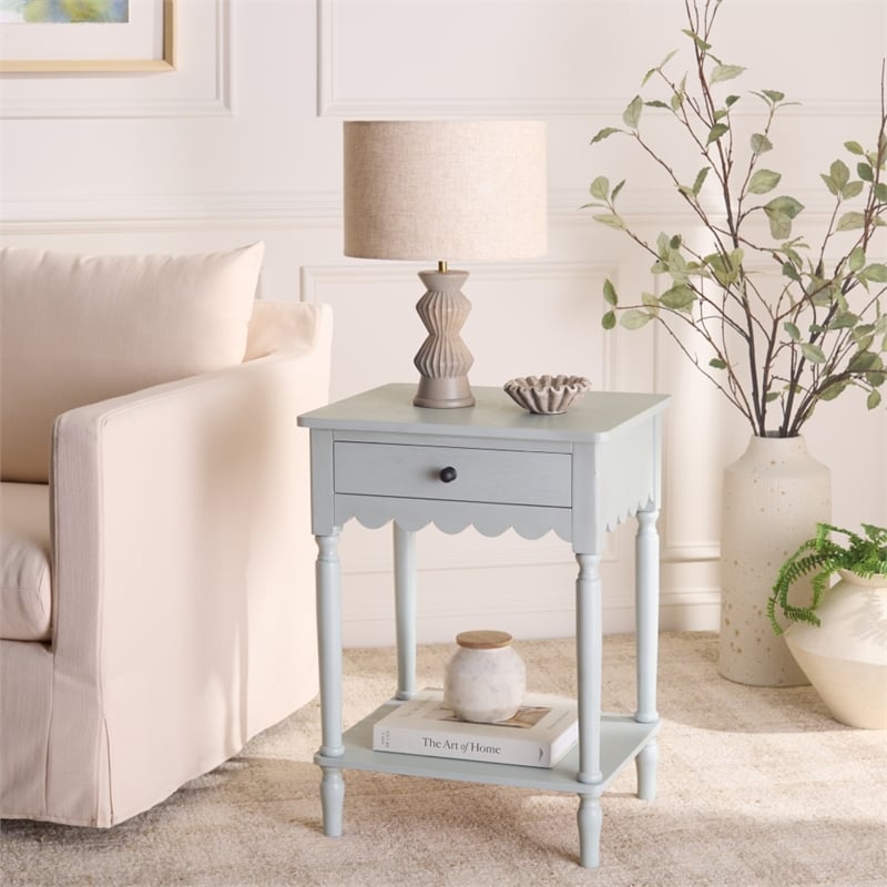 Safavieh Haven 1 Wood Top Drawer Accent Table in Gray