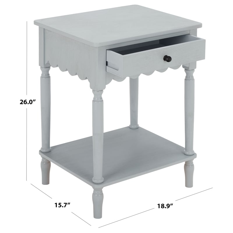 Safavieh Haven 1 Wood Top Drawer Accent Table in Gray