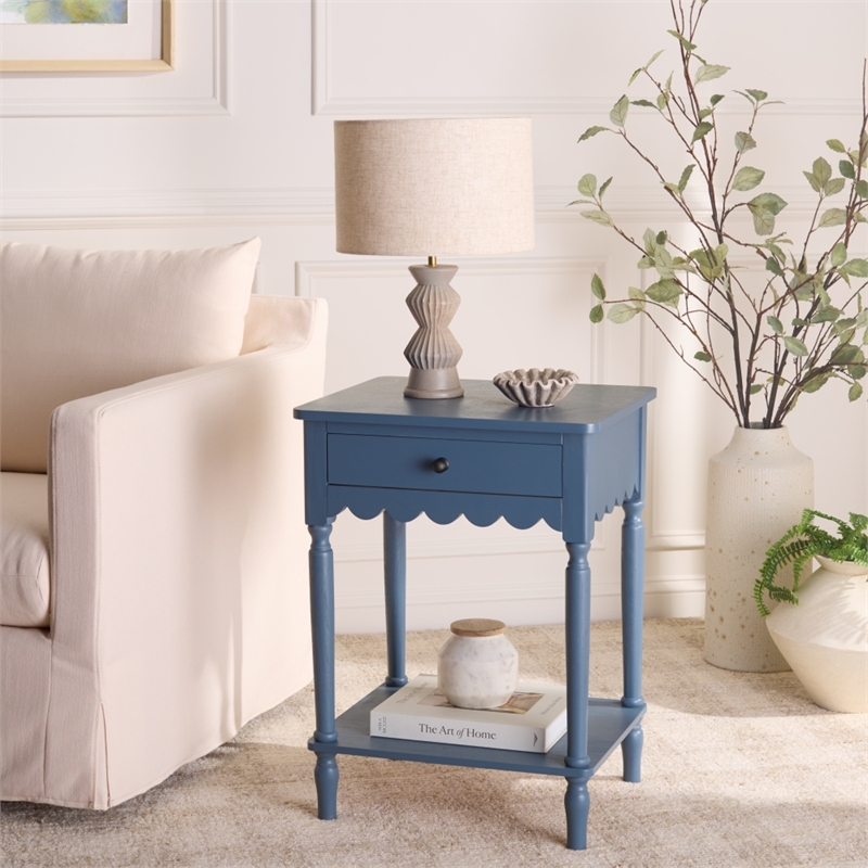Safavieh Haven 1 Wood Top Drawer Accent Table in Blue