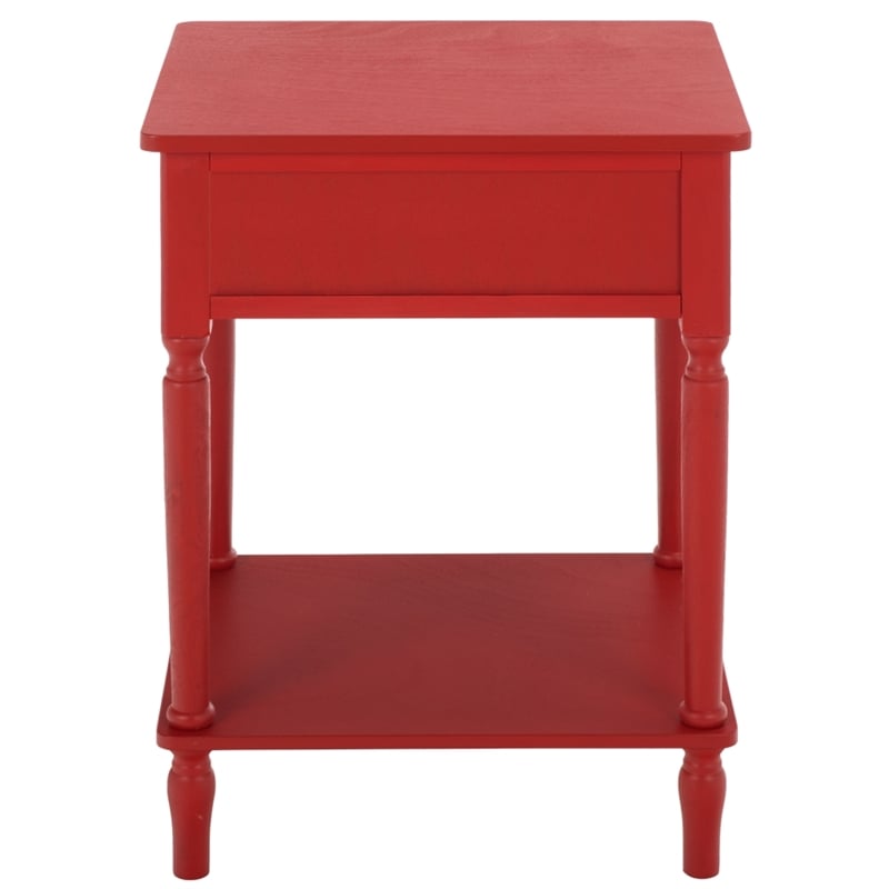 Safavieh Haven 1 Wood Top Drawer Accent Table in Red