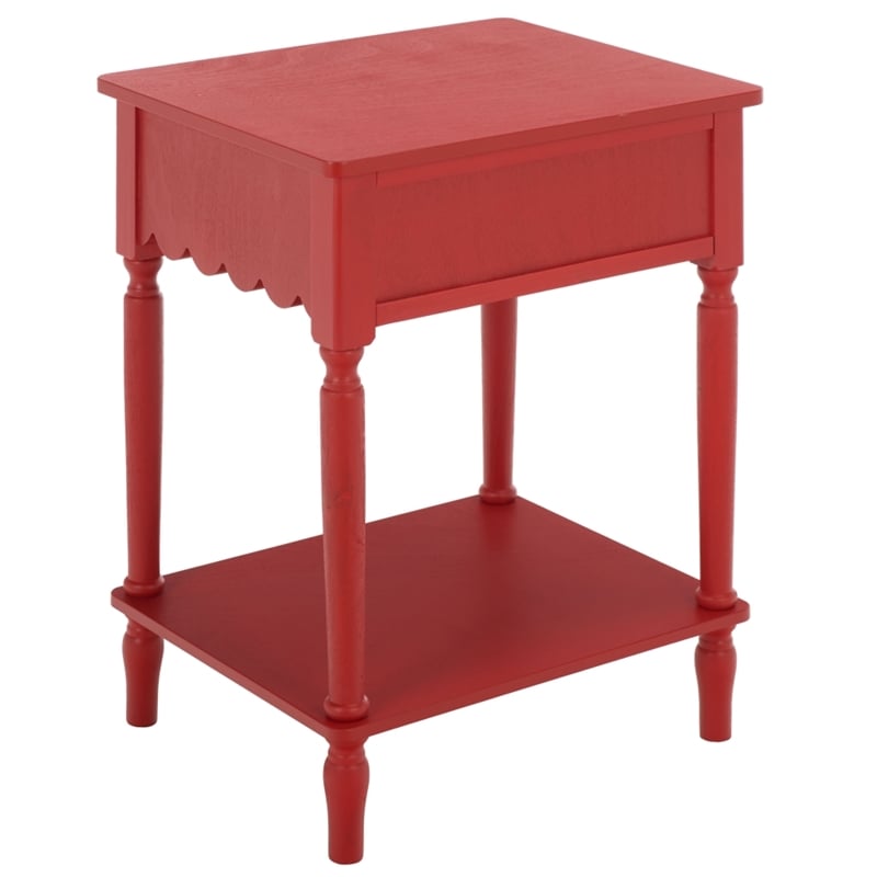 Safavieh Haven 1 Wood Top Drawer Accent Table in Red