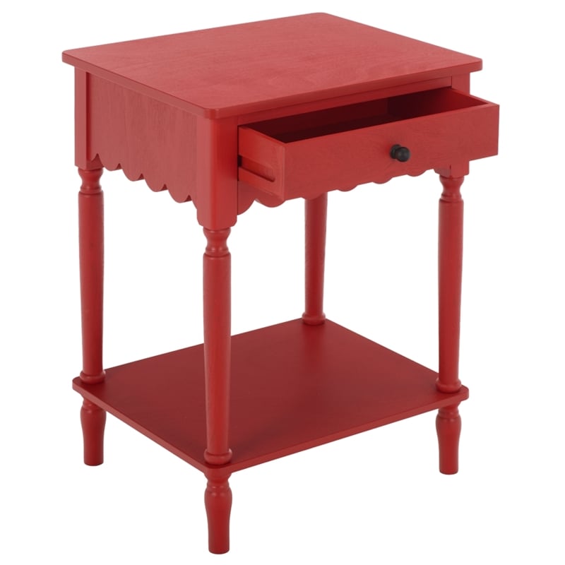 Safavieh Haven 1 Wood Top Drawer Accent Table in Red