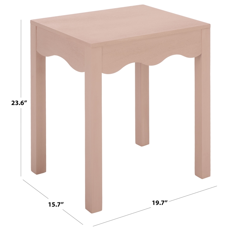 Safavieh Litith Square Wave Wood Accent Table in Pink