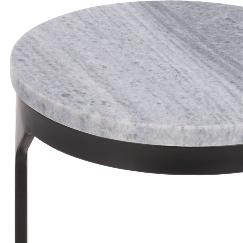 Safavieh Daedalus Round Iron and Marble Drink Accent Table in Gray /Black