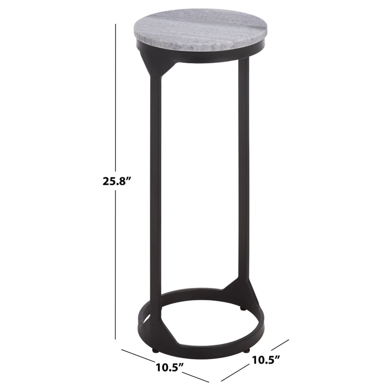 Safavieh Daedalus Round Iron and Marble Drink Accent Table in Gray /Black