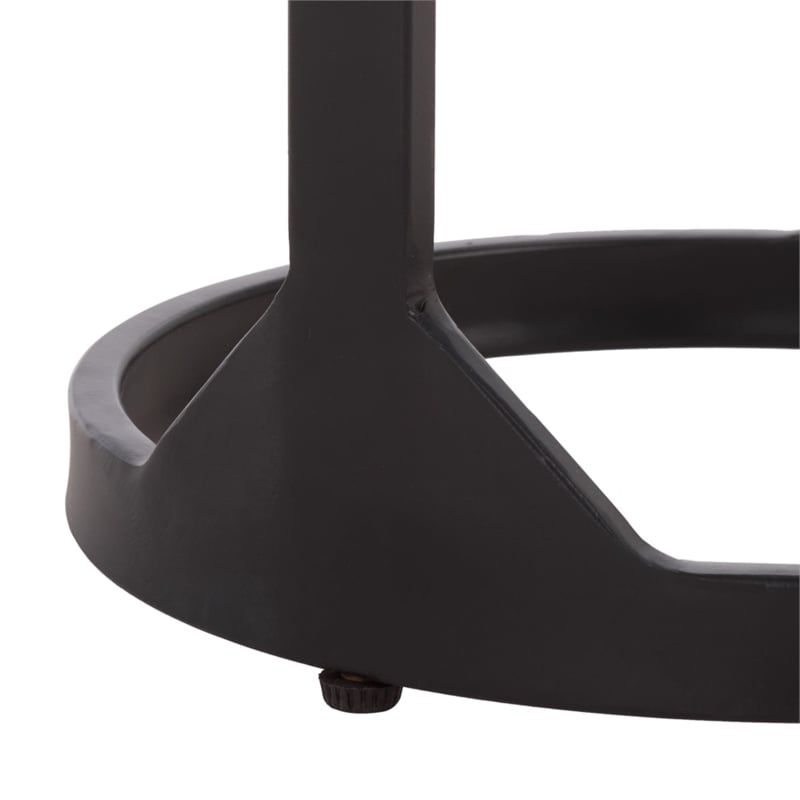 Safavieh Daedalus Round Iron and Marble Drink Accent Table in Gray /Black