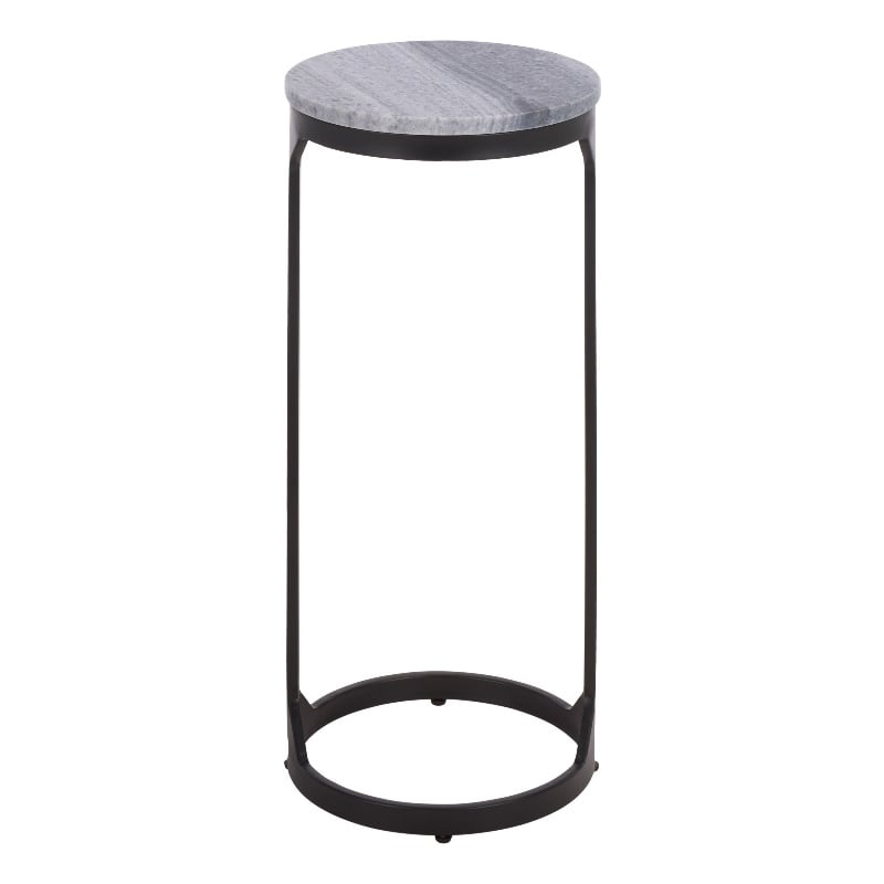 Safavieh Daedalus Round Iron and Marble Drink Accent Table in Gray /Black