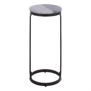 Safavieh Daedalus Round Iron and Marble Drink Accent Table in Gray /Black