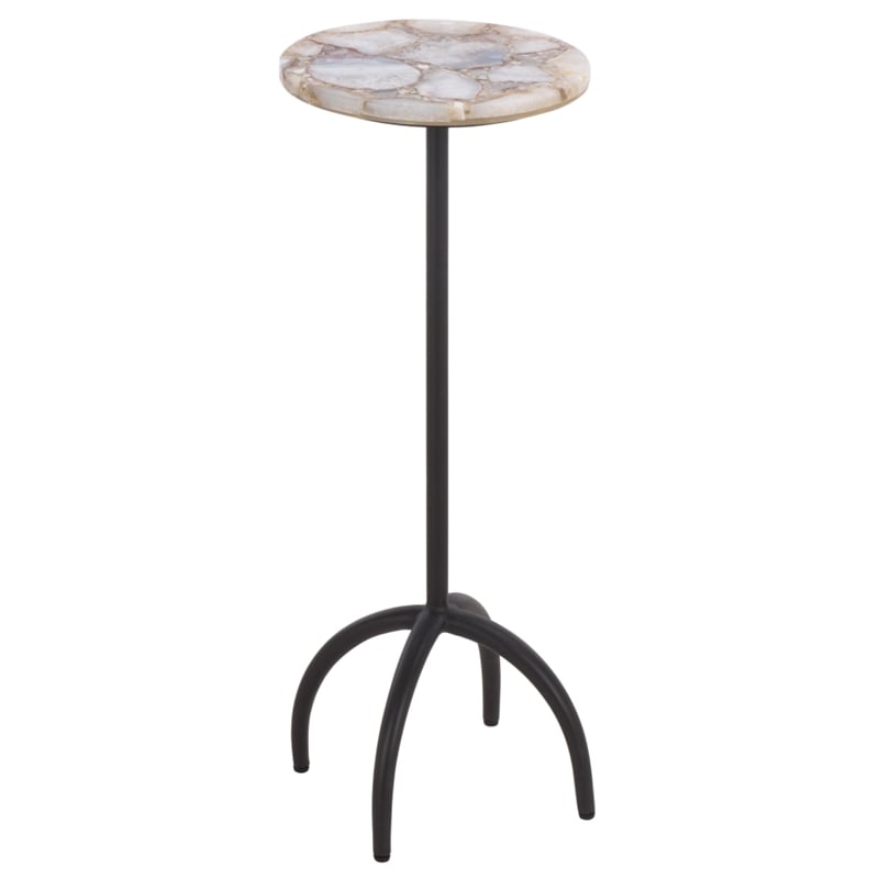 Safavieh Dagnall Round Iron Drink Accent Table in White / Black