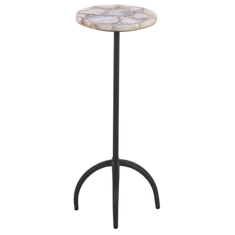 Safavieh Dagnall Round Iron Drink Accent Table in White / Black