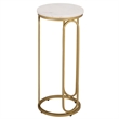 Safavieh Daveigh Round Iron and Marble Drink Accent Table in White / Gold