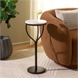 Safavieh Daxton Round Iron and Marble Drink Accent Table in White / Black