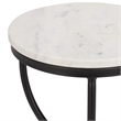 Safavieh Daxton Round Iron and Marble Drink Accent Table in White / Black