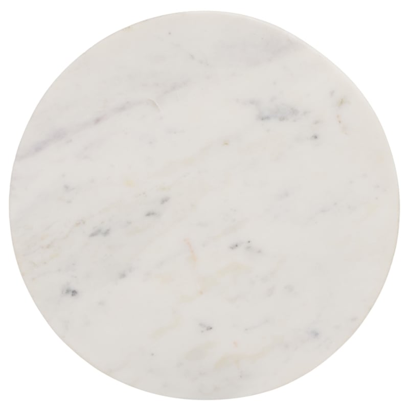 Safavieh Daxton Round Iron and Marble Drink Accent Table in White / Black