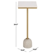 Safavieh Devota Square Iron and Marble Drink Accent Table in White / Gold
