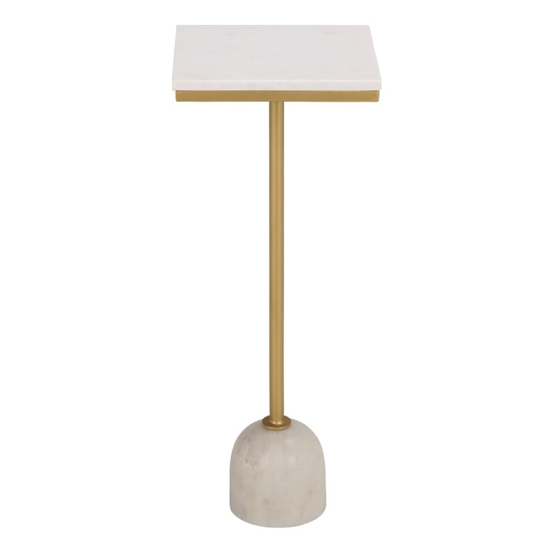 Safavieh Devota Square Iron and Marble Drink Accent Table in White / Gold