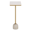 Safavieh Devota Square Iron and Marble Drink Accent Table in White / Gold