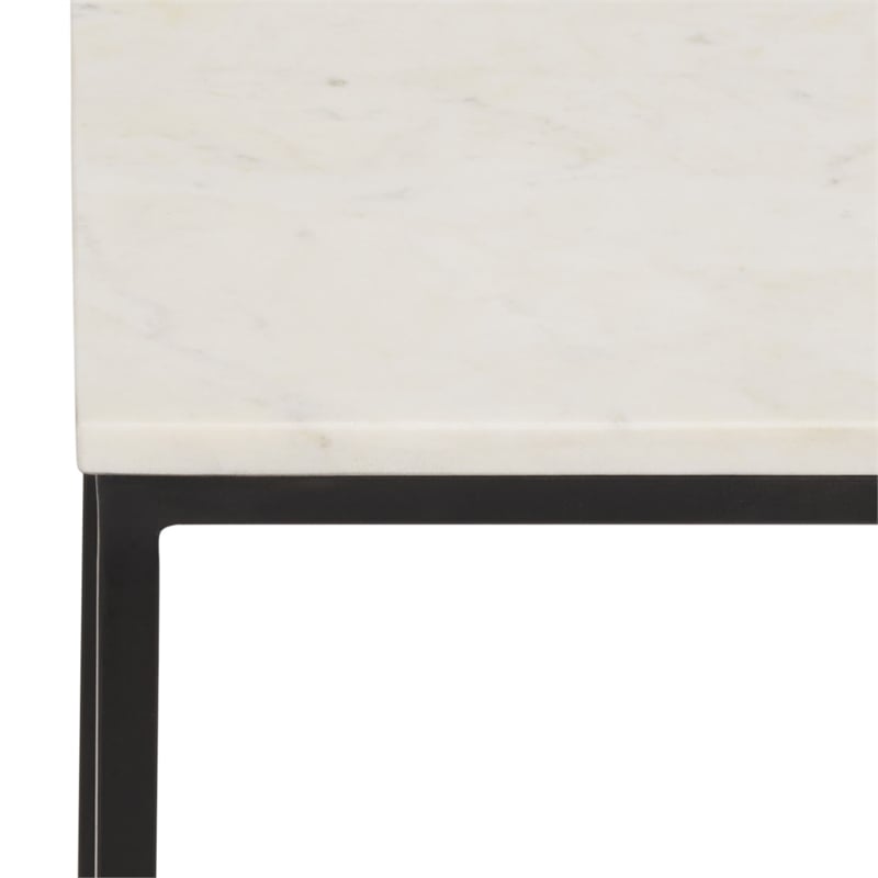 Safavieh Dimitar Square Iron and Marble Drink Accent Table White / Black