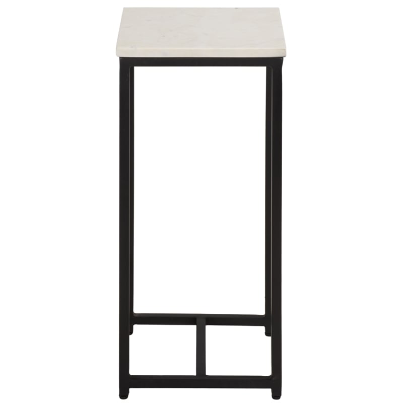 Safavieh Dimitar Square Iron and Marble Drink Accent Table White / Black