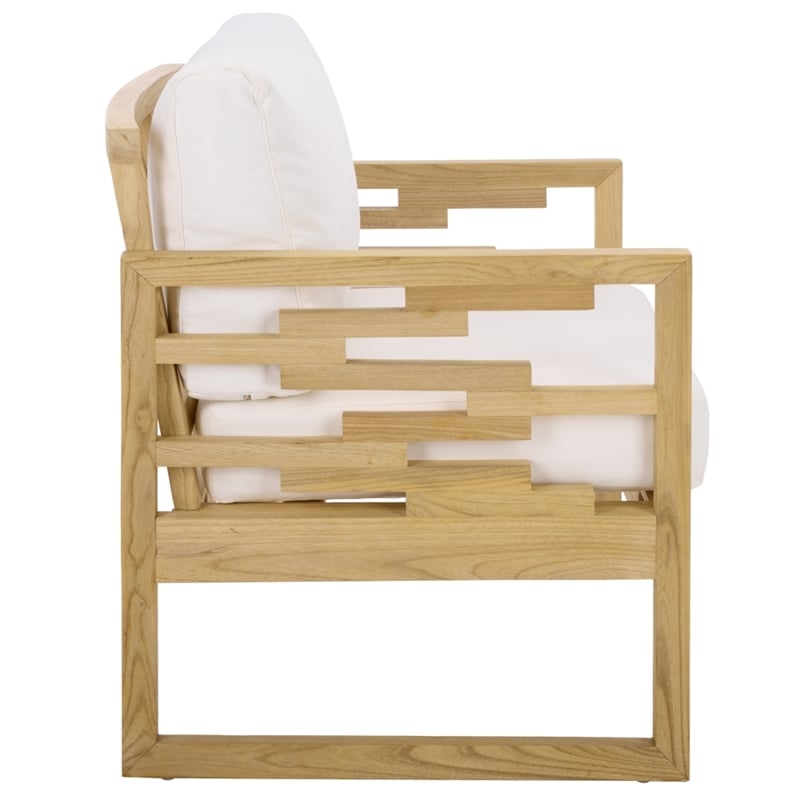 Safavieh Montford Wood and Fabric Accent Chair in Natural White