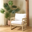 Safavieh Montford Wood and Fabric Accent Chair in Natural White