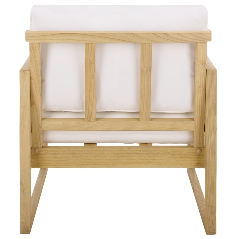 Safavieh Montford Wood and Fabric Accent Chair in Natural White