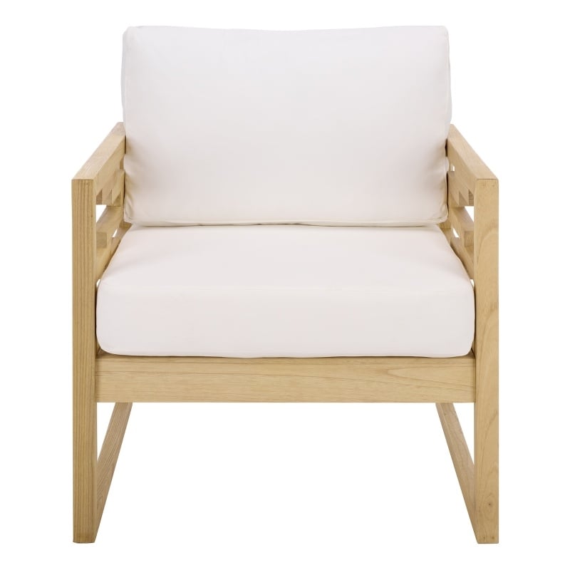 Safavieh Montford Wood and Fabric Accent Chair in Natural White