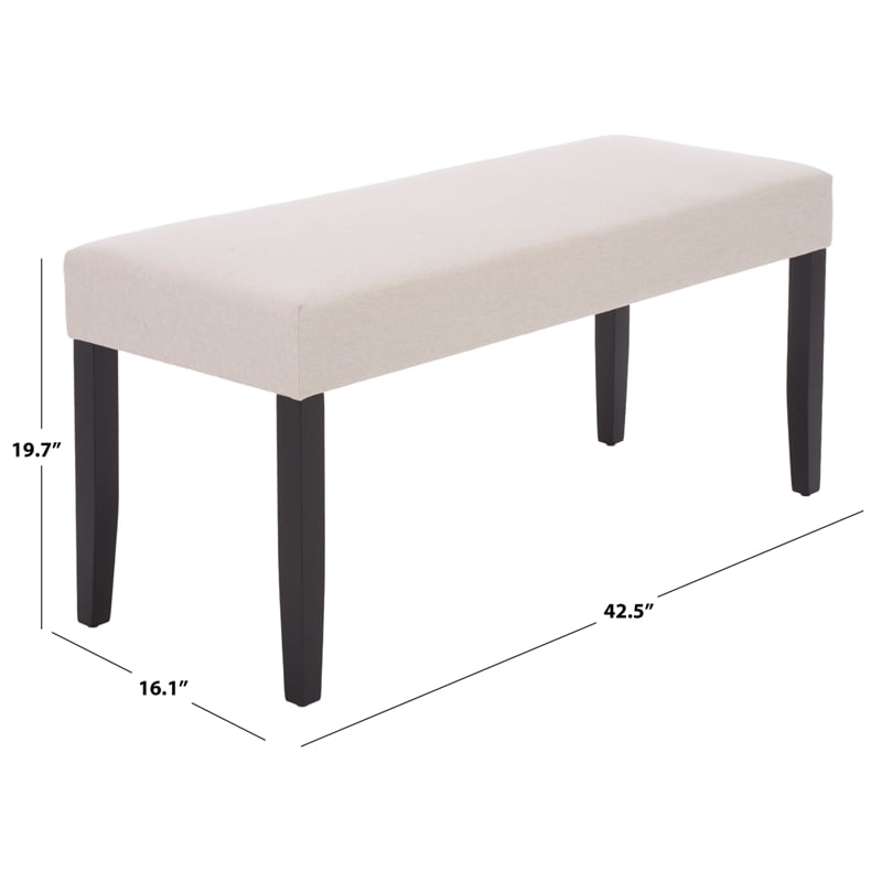Safavieh Parkside Wood and Fabric Dining Bench in Cream / Black